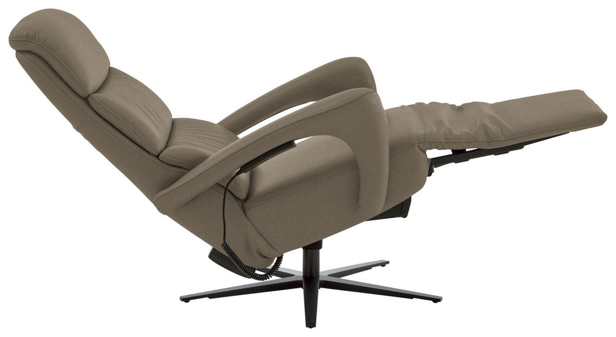 RELAXSESSEL in Leder Taupe  - Taupe/Schwarz, Design, Leder/Metall (76/110/86cm) - Dieter Knoll