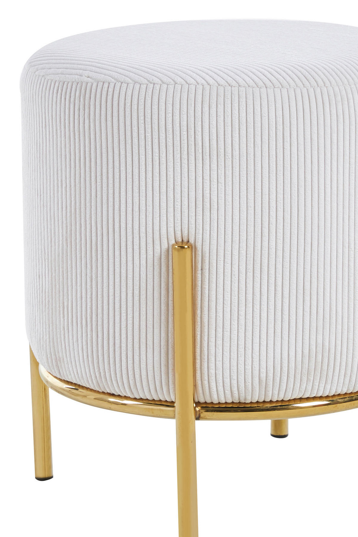HOCKER in Textil Goldfarben, Beige  - Beige/Goldfarben, MODERN, Textil/Metall (35/38/35cm) - Livetastic