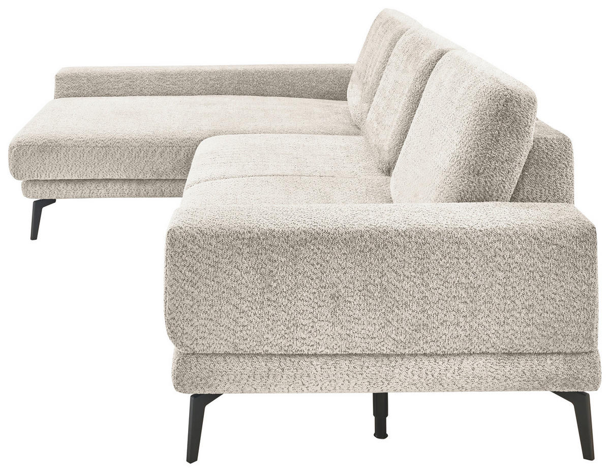 ECKSOFA Sandfarben Chenille  - Sandfarben/Schwarz, KONVENTIONELL, Textil/Metall (184/294cm) - SetOne by Musterring