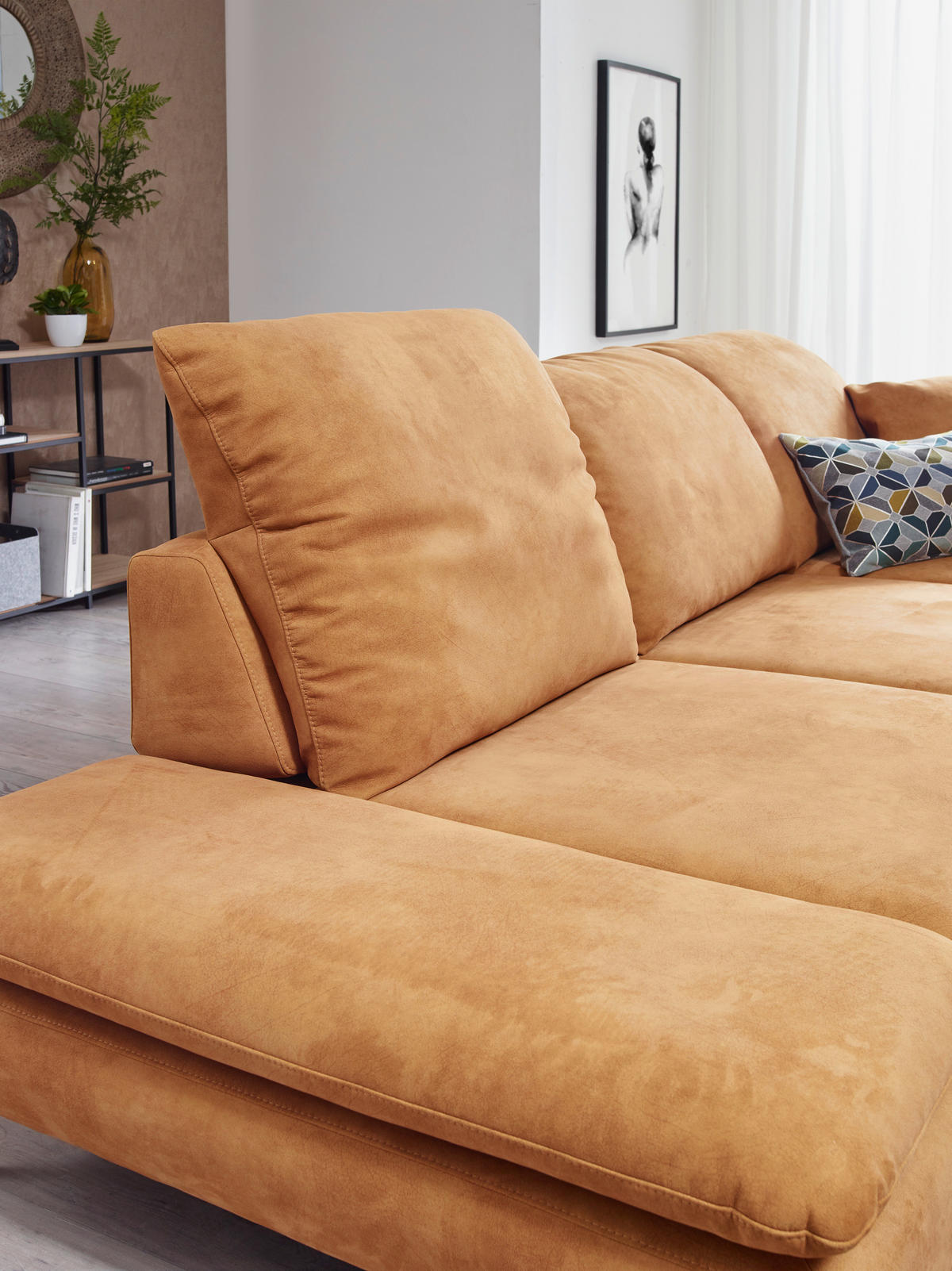 ECKSOFA in Flachgewebe Blau  - Blau/Schwarz, Design, Textil/Metall (315/200cm) - Chilliano