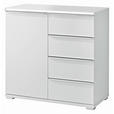 KOMMODE , 80/80/40 cm, 4 Schublade(n)  - Alufarben/Weiß, Basics, Glas/Holzwerkstoff (80/80/40cm) - Moderano