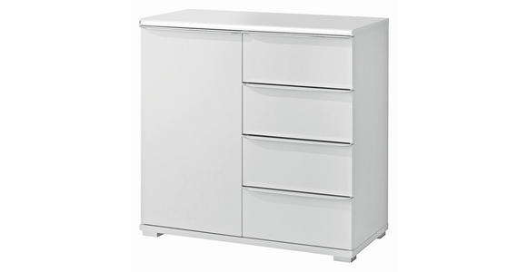 KOMMODE , 80/80/40 cm, 4 Schublade(n)  - Alufarben/Weiß, Basics, Glas/Holzwerkstoff (80/80/40cm) - Moderano