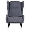 OHRENSESSEL Flachgewebe Dunkelgrau  - Dunkelgrau/Schwarz, KONVENTIONELL, Textil/Metall (75/111/83cm) - Carryhome