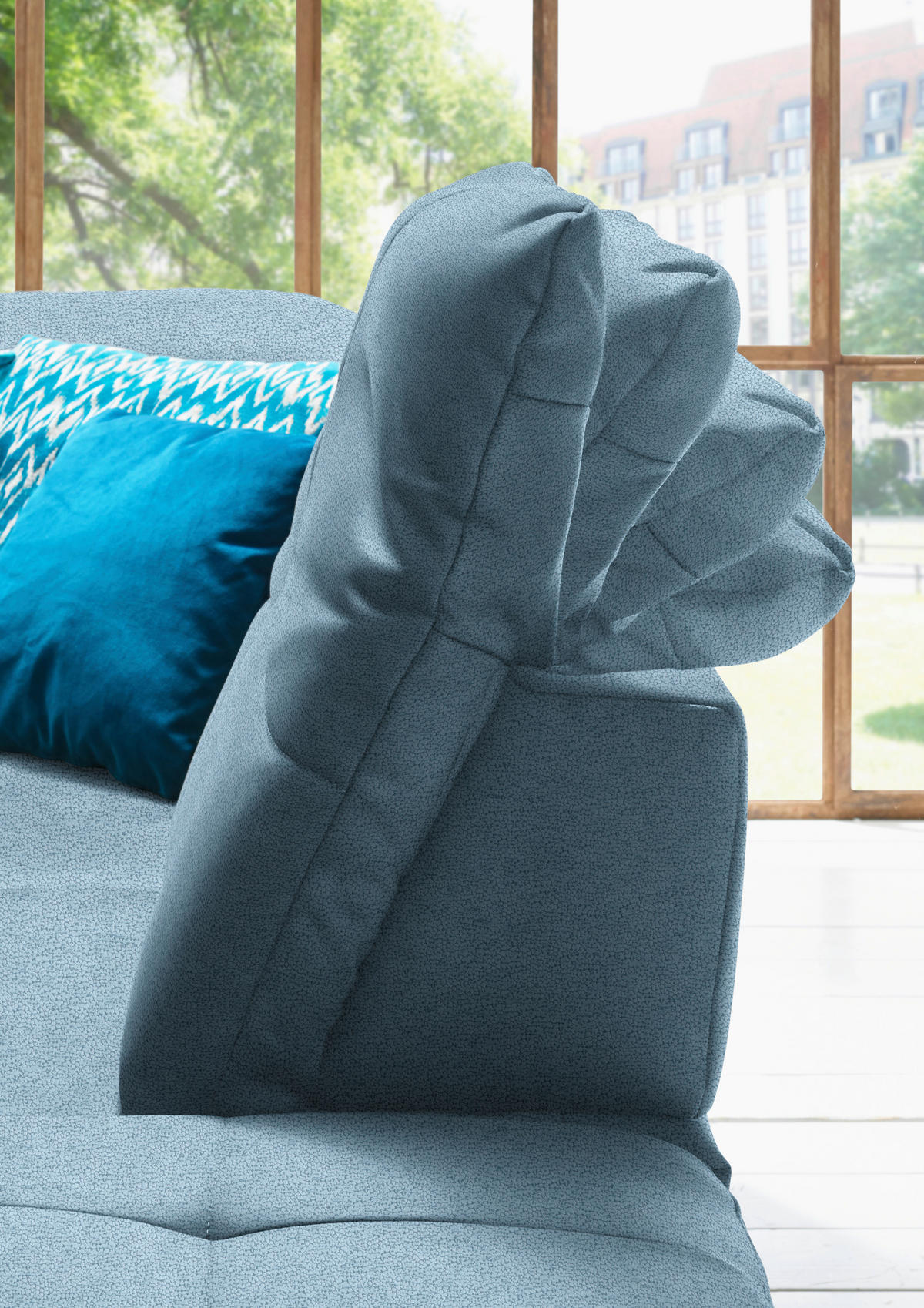 WOHNLANDSCHAFT Mikrofaser Hellblau  - Chromfarben/Hellblau, Design, Textil (195/371/260cm) - Beldomo Style