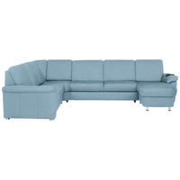 WOHNLANDSCHAFT Hellblau Flachgewebe  - Chromfarben/Hellblau, KONVENTIONELL, Textil/Metall (240/336/163cm) - Beldomo System