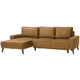 ECKSOFA in Velours Goldfarben  - Goldfarben/Schwarz, KONVENTIONELL, Holz/Textil (161/260cm) - Carryhome