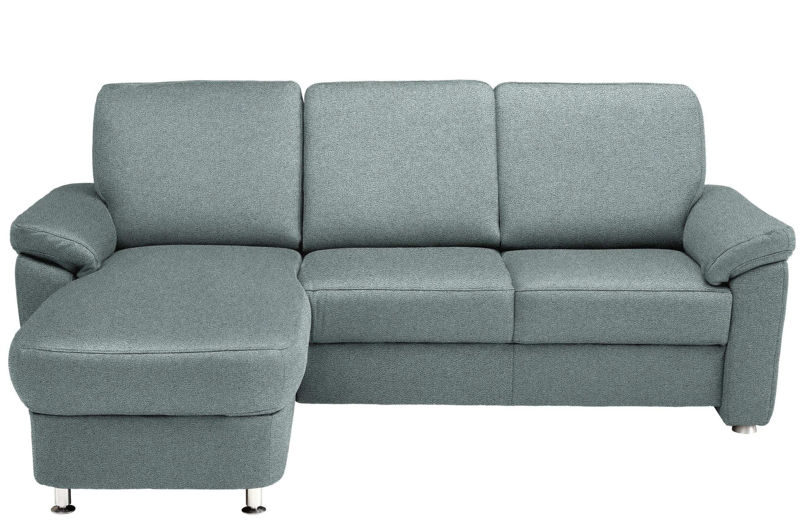 ECKSOFA in Flachgewebe Salbeigrün  - Chromfarben/Salbeigrün, Konventionell, Textil/Metall (163/220cm) - Beldomo System
