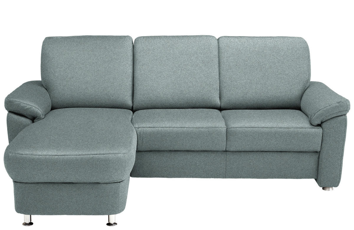 ECKSOFA in Flachgewebe Salbeigrün  - Chromfarben/Salbeigrün, Konventionell, Textil/Metall (163/220cm) - Beldomo System