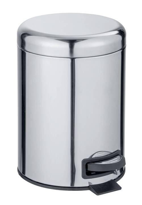 TRETEIMER 5 l  Metall  - Edelstahlfarben/Schwarz, Basics, Kunststoff/Metall (21/24/28cm) - Wenko