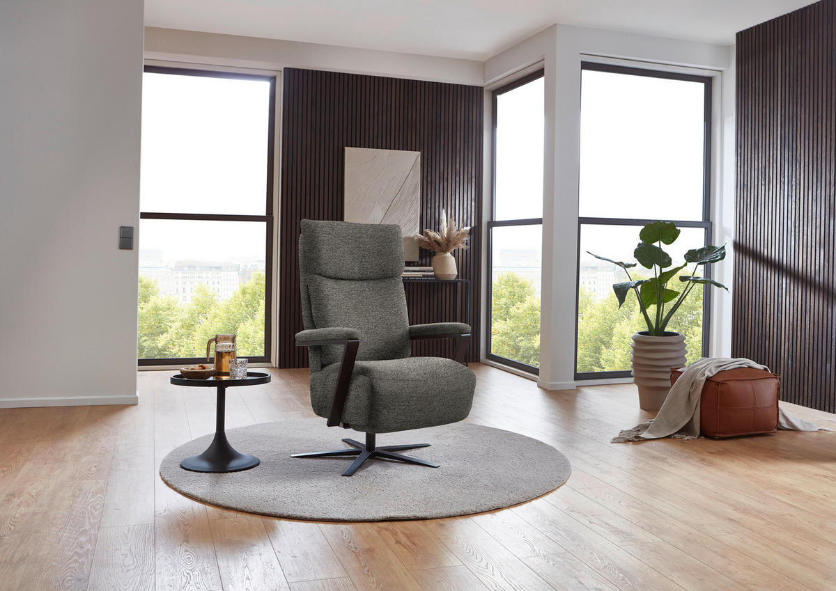 RELAXSESSEL in Textil Graubraun  - Graubraun/Schwarz, Design, Textil/Metall (68/117/85cm) - Cantus