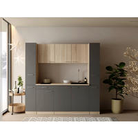 KÜCHENBLOCK Ingrid 210 cm  in Grau  - Eichefarben/Alufarben, Design, Holzwerkstoff/Kunststoff (210cm) - Respekta
