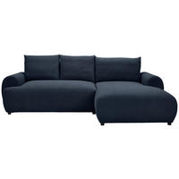 ECKSOFA in Webstoff Dunkelblau  - Schwarz/Dunkelblau, Modern, Kunststoff/Textil (265/175cm) - MID.YOU
