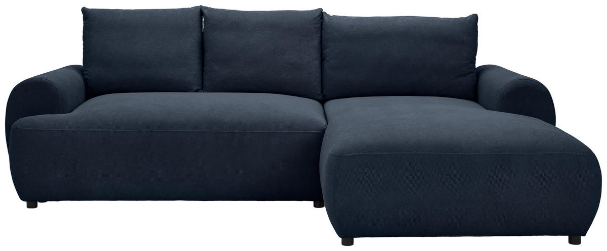 ECKSOFA in Webstoff Dunkelblau  - Schwarz/Dunkelblau, Modern, Kunststoff/Textil (265/175cm) - MID.YOU