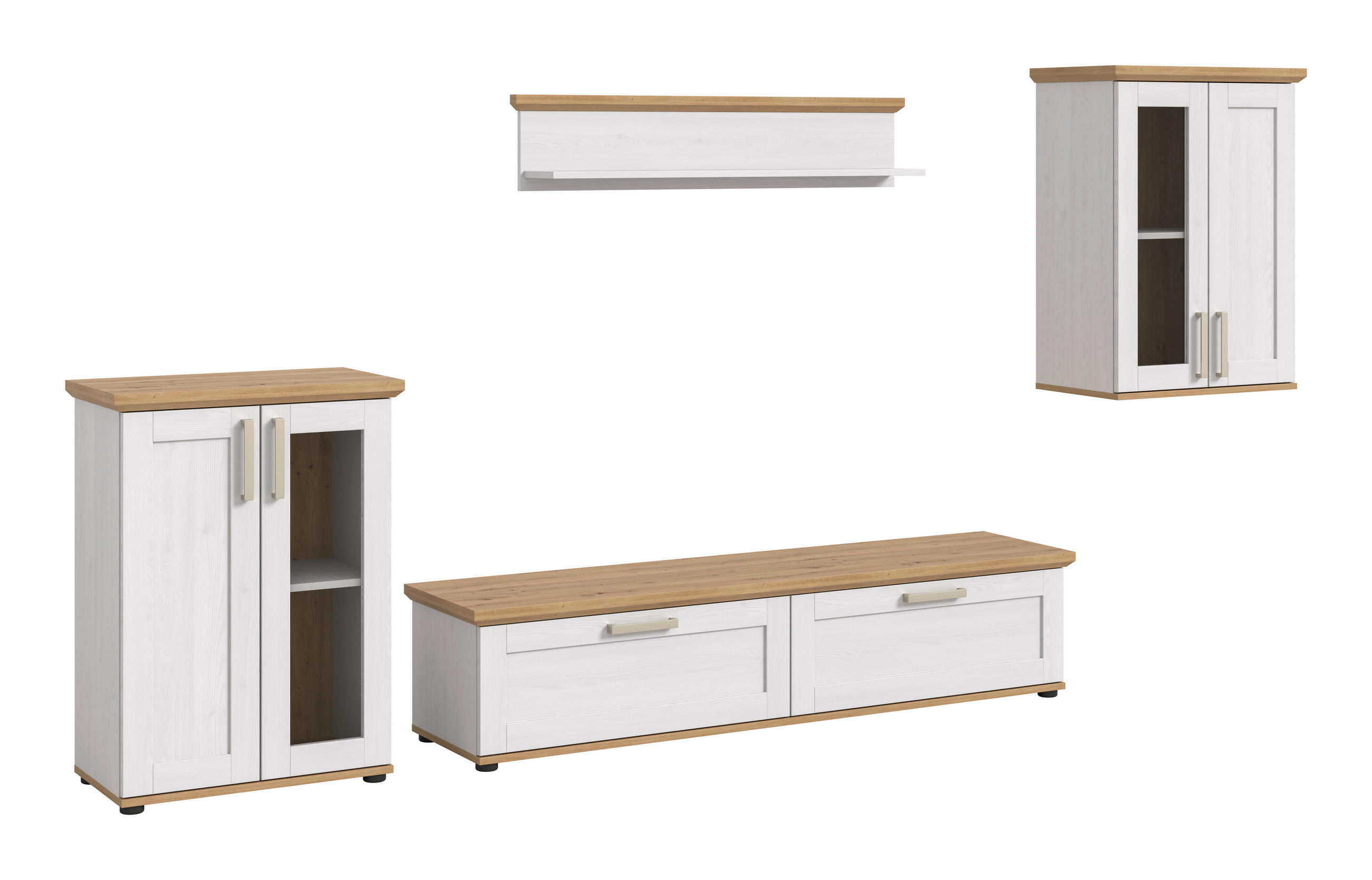 DNEVNI REGAL,  barve macesna, hrast artisan  - srebrne barve/črna, Design, umetna masa/leseni material (316/161/40cm) - Livetastic