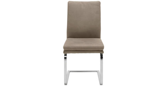 SCHWINGSTUHL in Stahl Mikrofaser - Taupe/Chromfarben, Design, Textil/Metall (47/100/64cm) - Novel