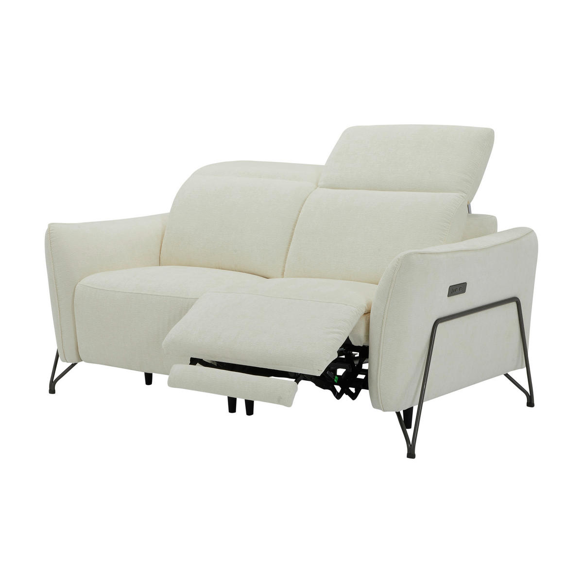 KÉTÜLÉSES KANAPÉ textil krémszínű  - krémszínű/fekete, Lifestyle, textil/fém (164/83/107/111cm) - Livetastic