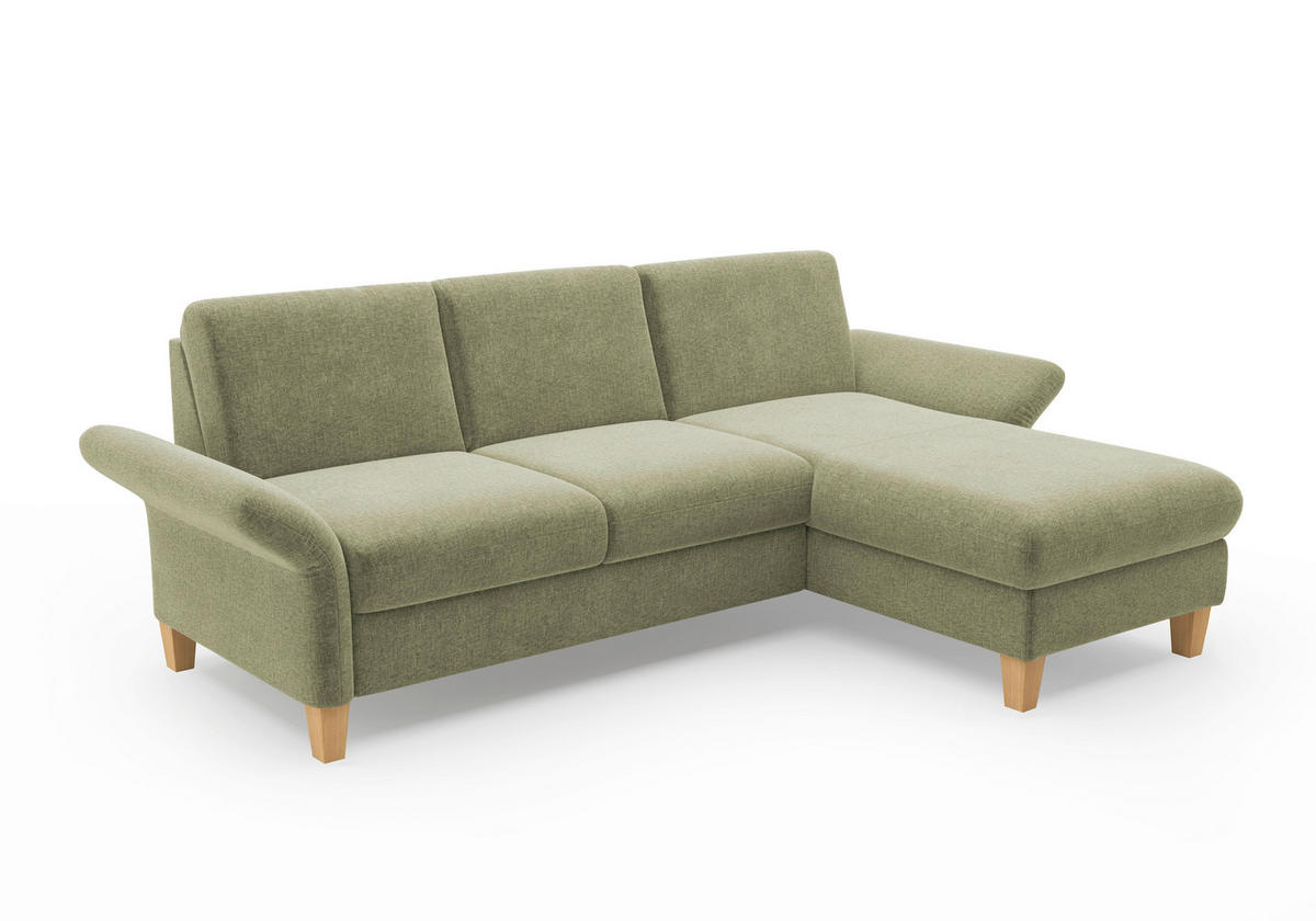 ECKSOFA ROCHELLE E Hellgrün Flachgewebe  - Eichefarben/Hellgrün, KONVENTIONELL, Holz/Textil (251/164cm) - Sit & More