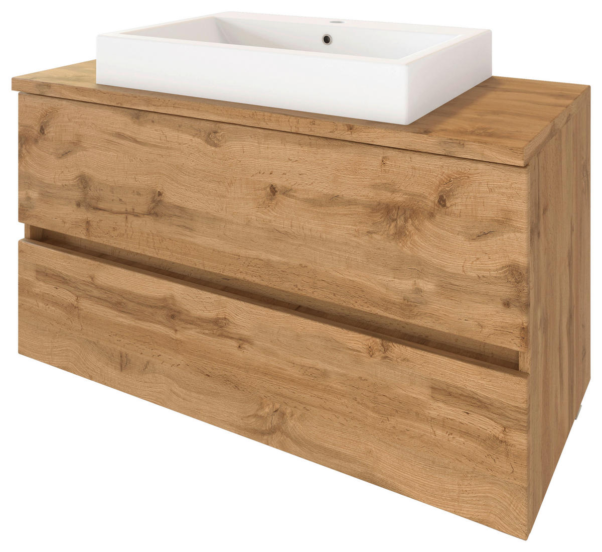 BADEZIMMER  in 100 cm  - Eiche Wotan/Weiß, MODERN, Keramik/Holzwerkstoff (100cm) - Held