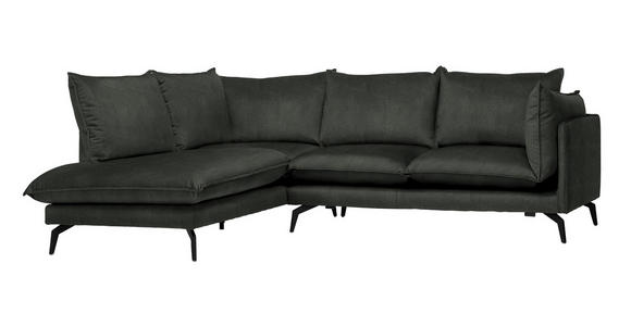 ECKSOFA in Samt Schwarz  - Schwarz, Design, Textil/Metall (200/241cm) - Carryhome