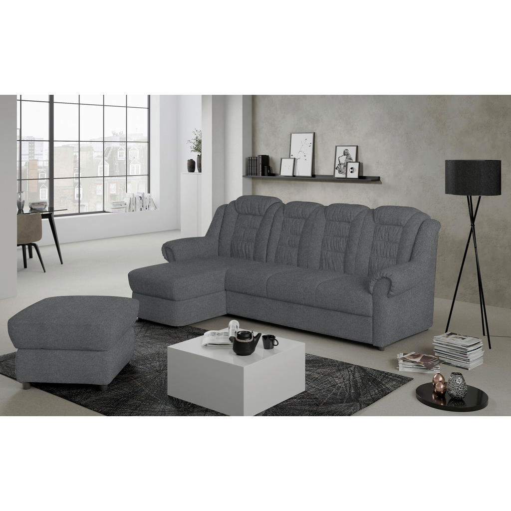 Thumbnail - Livetastic Ecksofa, Dunkelgrau, Textil, 4-Sitzer, L-Form, 262x165 cm, Made in EU, seitenverkehrt erhältlich, Hocker Rück...