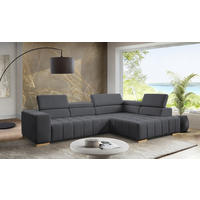 ECKSOFA in Chenille Graphitfarben  - Graphitfarben/Naturfarben, Design, Holz/Textil (307/201cm) - Livetastic