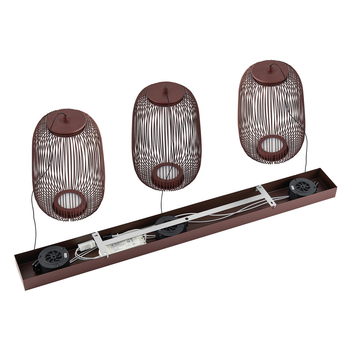 LED-HÄNGELEUCHTE Cage 102,5/22,5/50-150 cm  - Braun, Design, Kunststoff/Metall (102,5/22,5/50-150cm) - Dieter Knoll