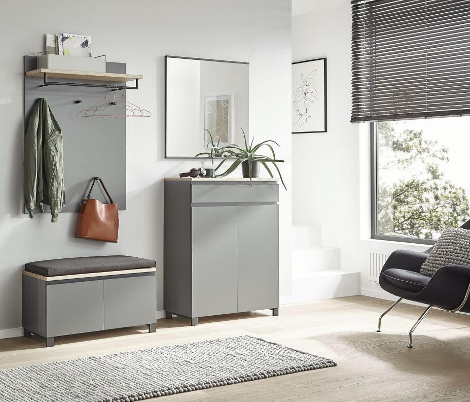GARDEROBE Anthrazit, Grau, Eichefarben - Eichefarben/Anthrazit, Design, Holz/Metall (180/193/40cm) - Dieter Knoll