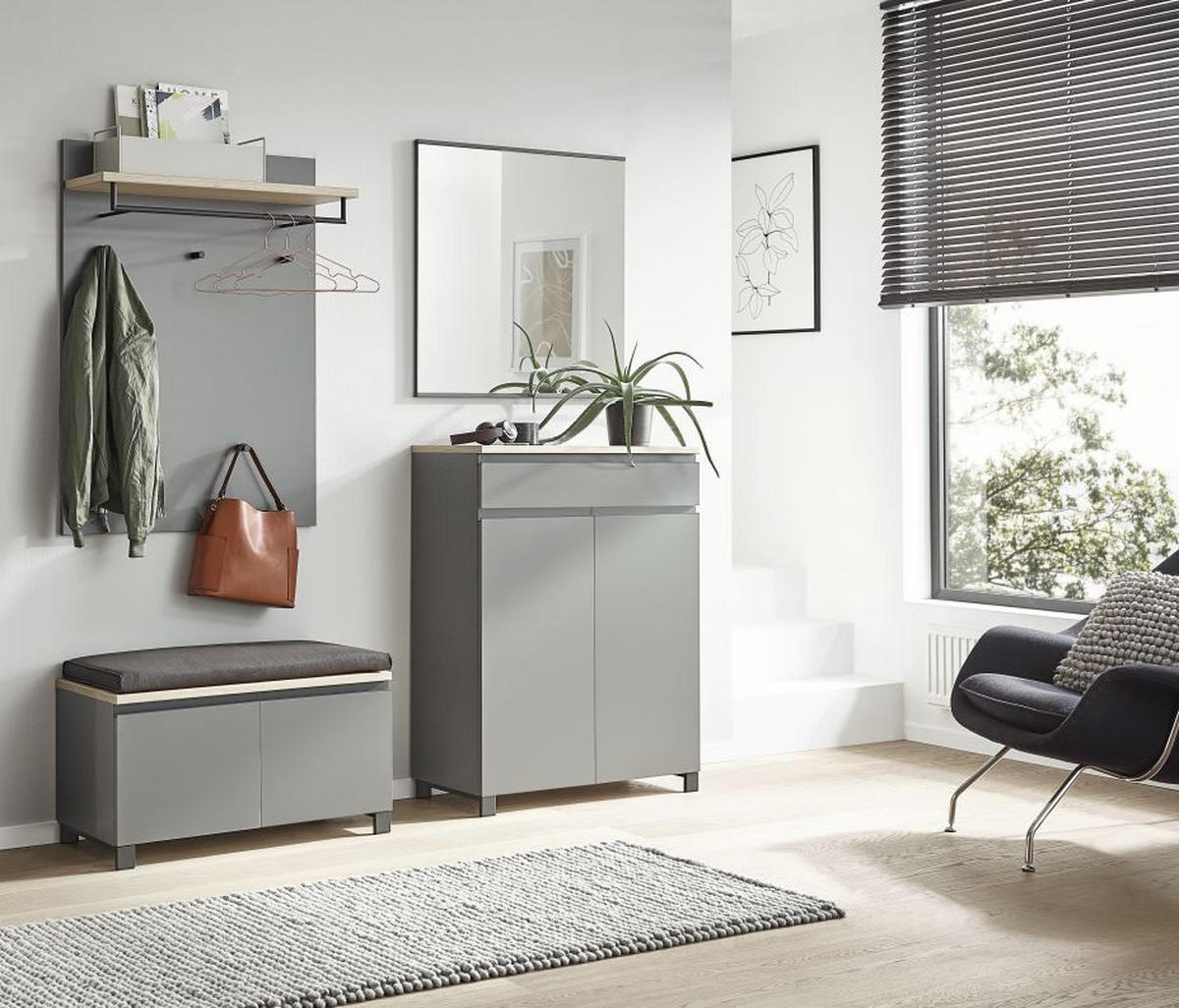 GARDEROBE 4-teilig  in 180/193/40 cm  - Eichefarben/Anthrazit, Design, Holz/Holzwerkstoff (180/193/40cm) - Dieter Knoll