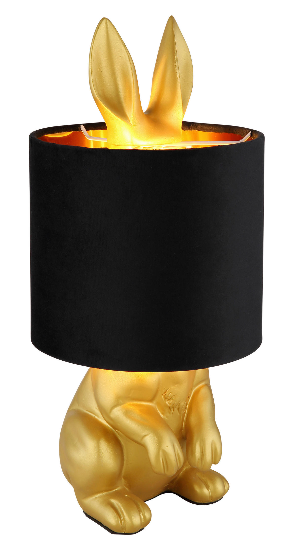 TISCHLEUCHTE - Goldfarben/Schwarz, Trend, Kunststoff/Textil (18/41cm) - Globo