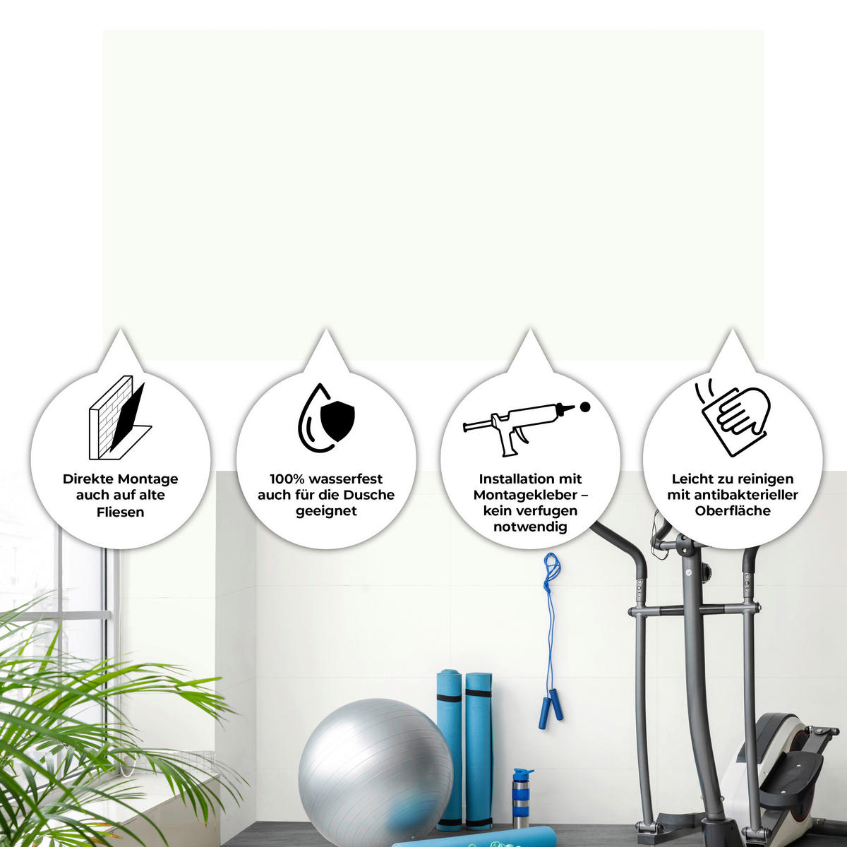 Vinyl für die Wand  - Weiß Hochglanz, MODERN, Kunststoff (60/30cm)