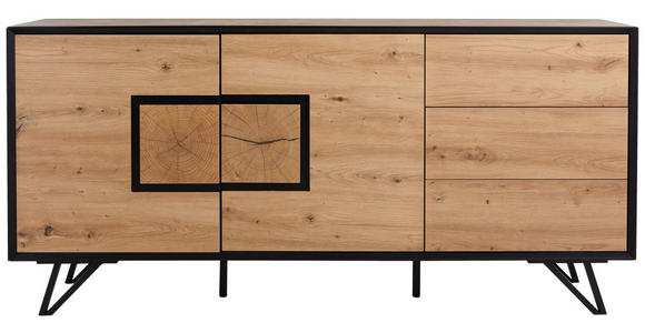 SIDEBOARD in 160/75/40 cm - Eichefarben/Schwarz, Holzwerkstoff/Metall (160/75/40cm) - Xora