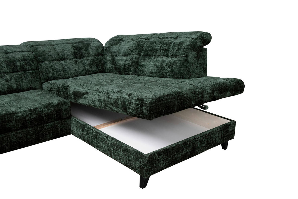 ROHOVÁ SEDAČKA, textil, zelená - černá/zelená, Design, dřevo/textil (297/216cm) - Xora