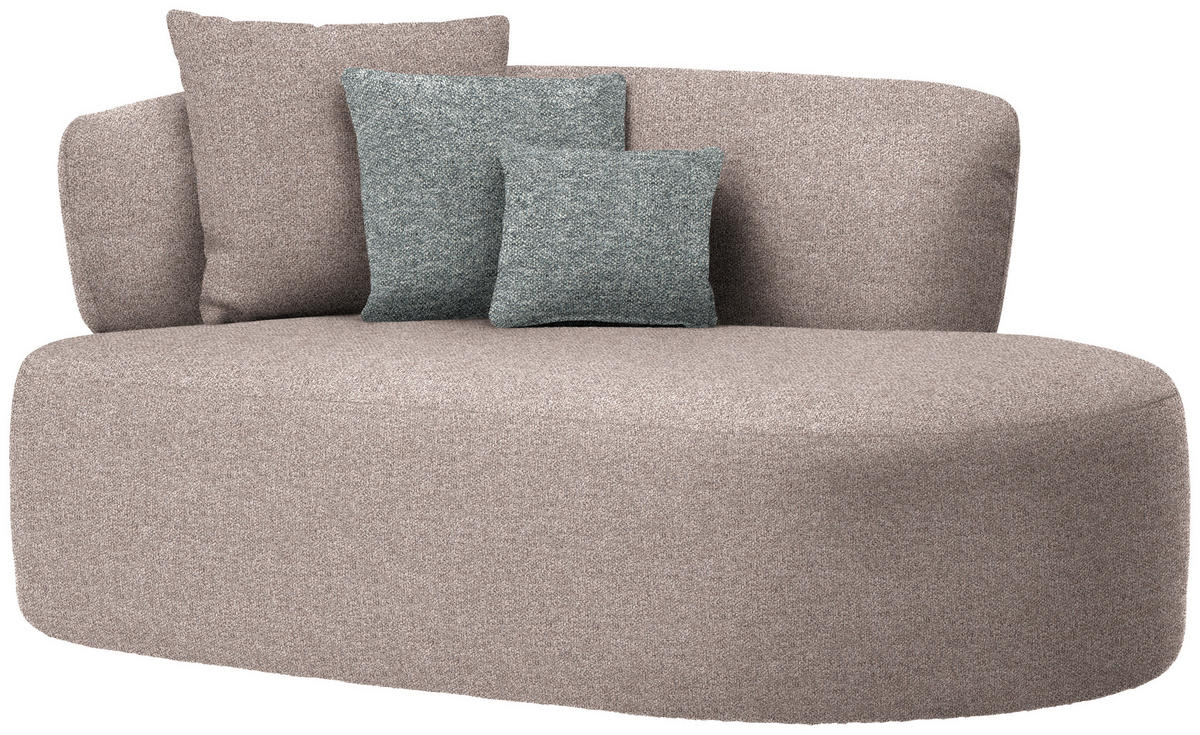 RÉCAMIERE in Flachgewebe Hellbraun, Grau, Grün  - Hellbraun/Schwarz, MODERN, Kunststoff/Textil (166/86/105cm) - Hom`in