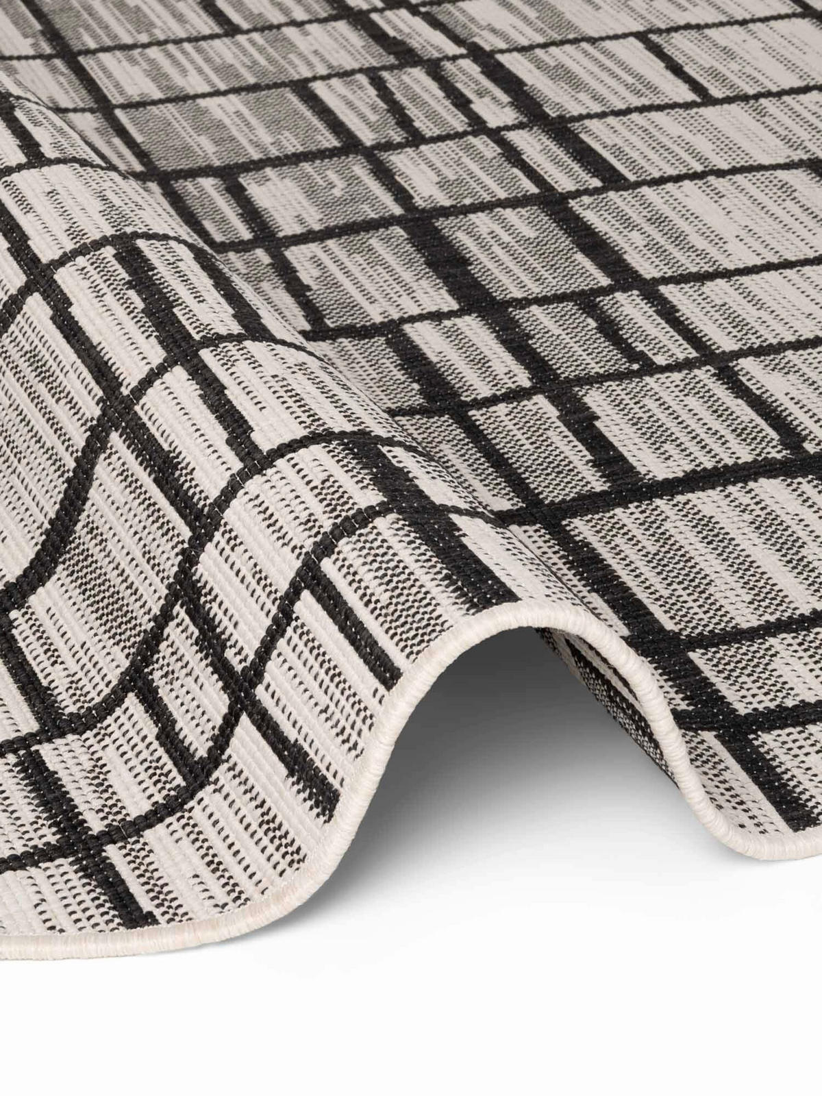 FLACHWEBETEPPICH 160 cm Haringey Schwarz, Weiß rund  - Schwarz/Weiß, Basics, Kunststoff (160cm)