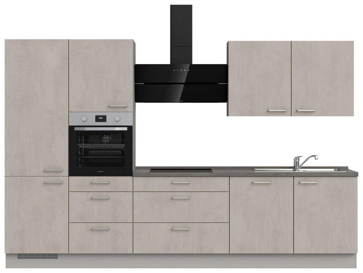 KÜCHENLEERBLOCK 330 cm   in Grau, Schieferfarben, Hellgrau  - Schieferfarben/Edelstahlfarben, MODERN, Holzwerkstoff/Metall (330cm) - Nobilia