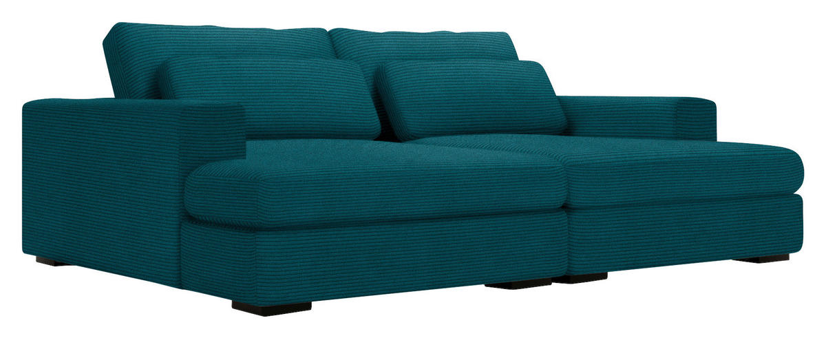BIGSOFA in Cord Petrol  - Petrol/Schwarz, Design, Textil (223/80/158cm) - Lomoco