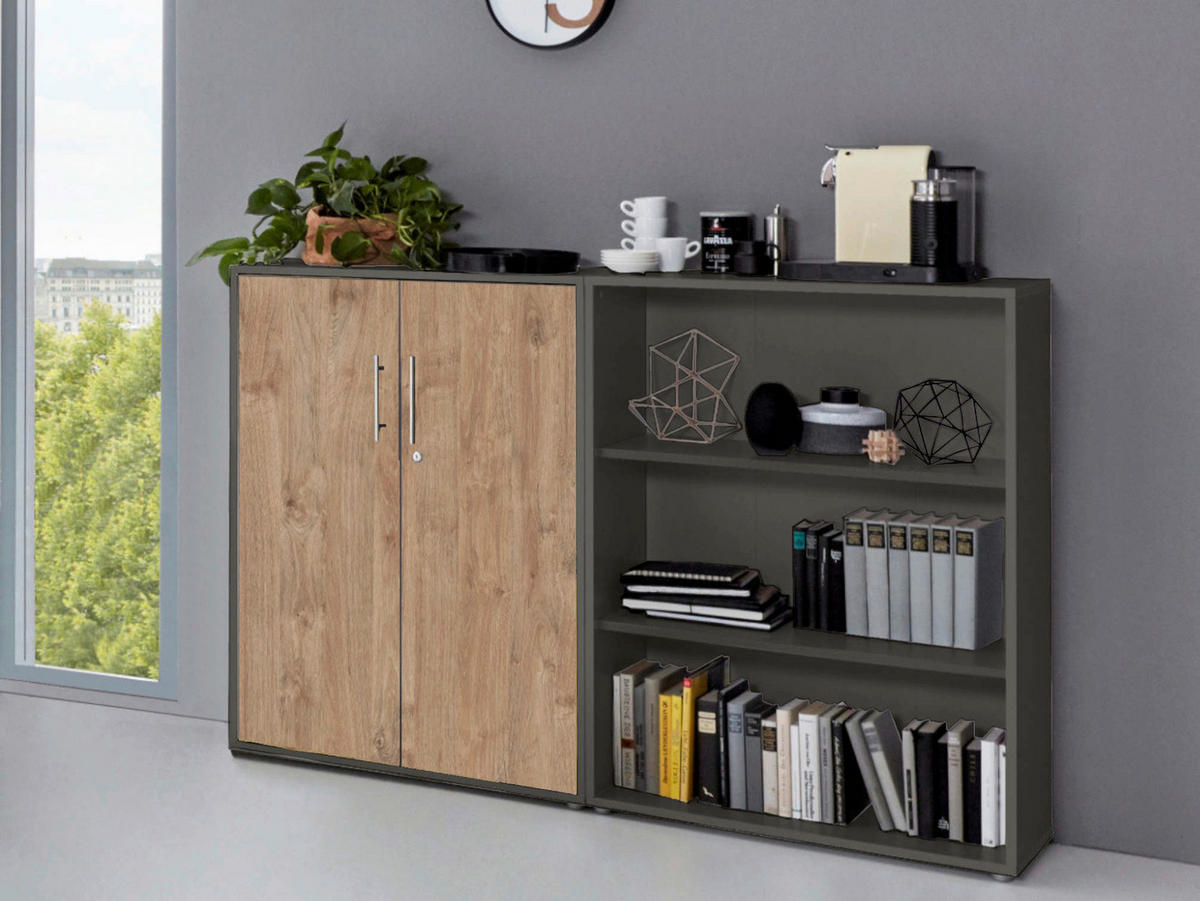 AKTENSCHRANK 168,8/113,6/33 cm  - Eichefarben/Anthrazit, MODERN, Holzwerkstoff (168,8/113,6/33cm) - MID.YOU