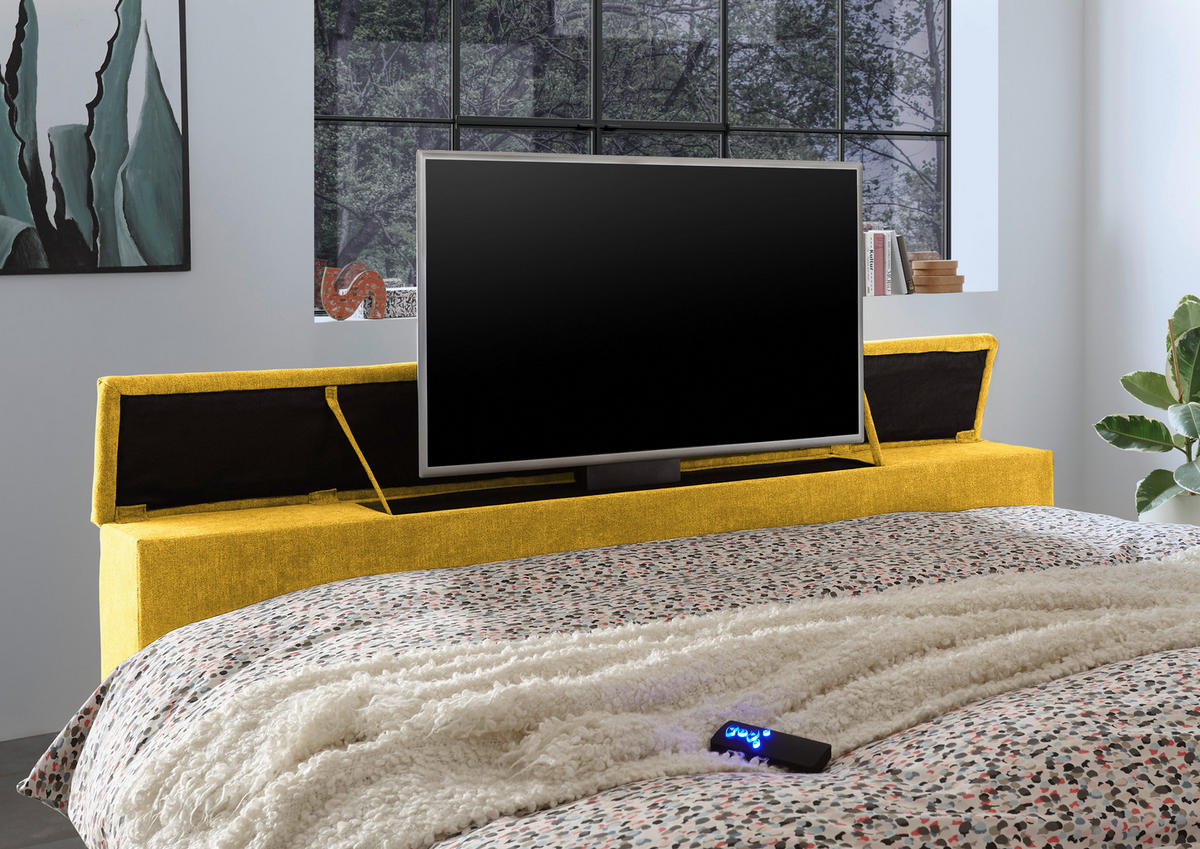 BOXSPRING-ÁGY 180/200 cm  sárga  - sárga, Konventionell, textil (180/200cm) - Carryhome