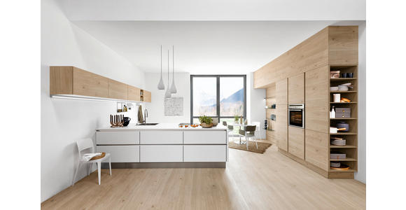 EINBAUKÜCHE - Eichefarben/Weiß, Design, Holzwerkstoff - Dieter Knoll