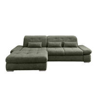 ECKSOFA Dunkelgrün Chenille  - Chromfarben/Dunkelgrün, Design, Textil/Metall (196/300cm) - Livetastic