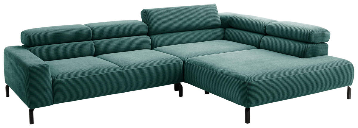 Freisteller von Pure Home Lifestyle ECKSOFA inkl. Funktion Dunkelgrün Cord.