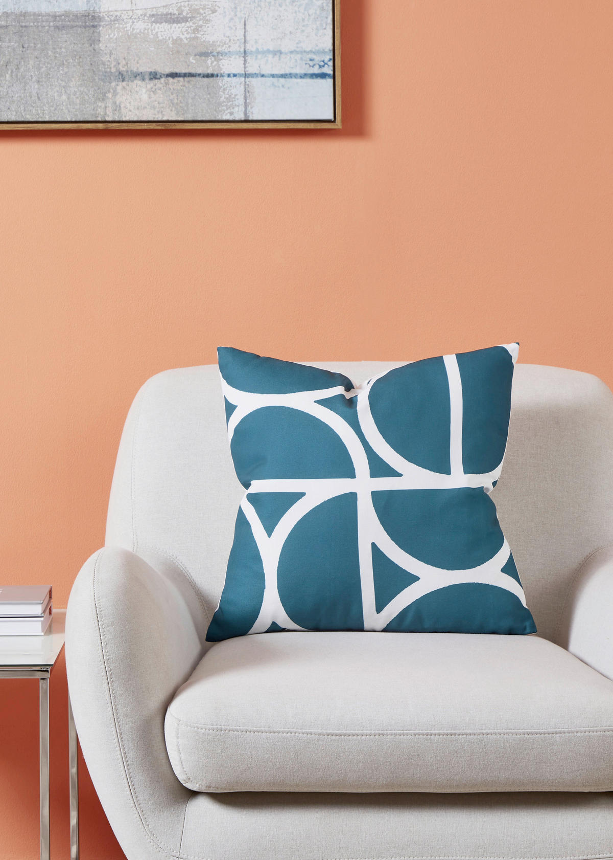 ZIERKISSEN  45/45 cm   - Petrol/Weiß, Design, Textil (45/45cm) - Eglo