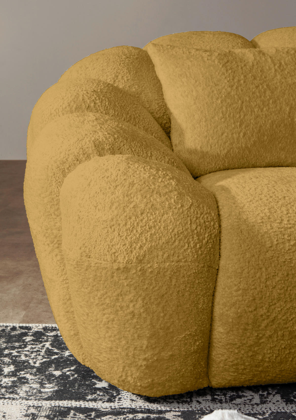 BIGSOFA in Chenille Gelb  - Gelb/Schwarz, KONVENTIONELL, Kunststoff/Textil (248/78/112cm) - Carryhome