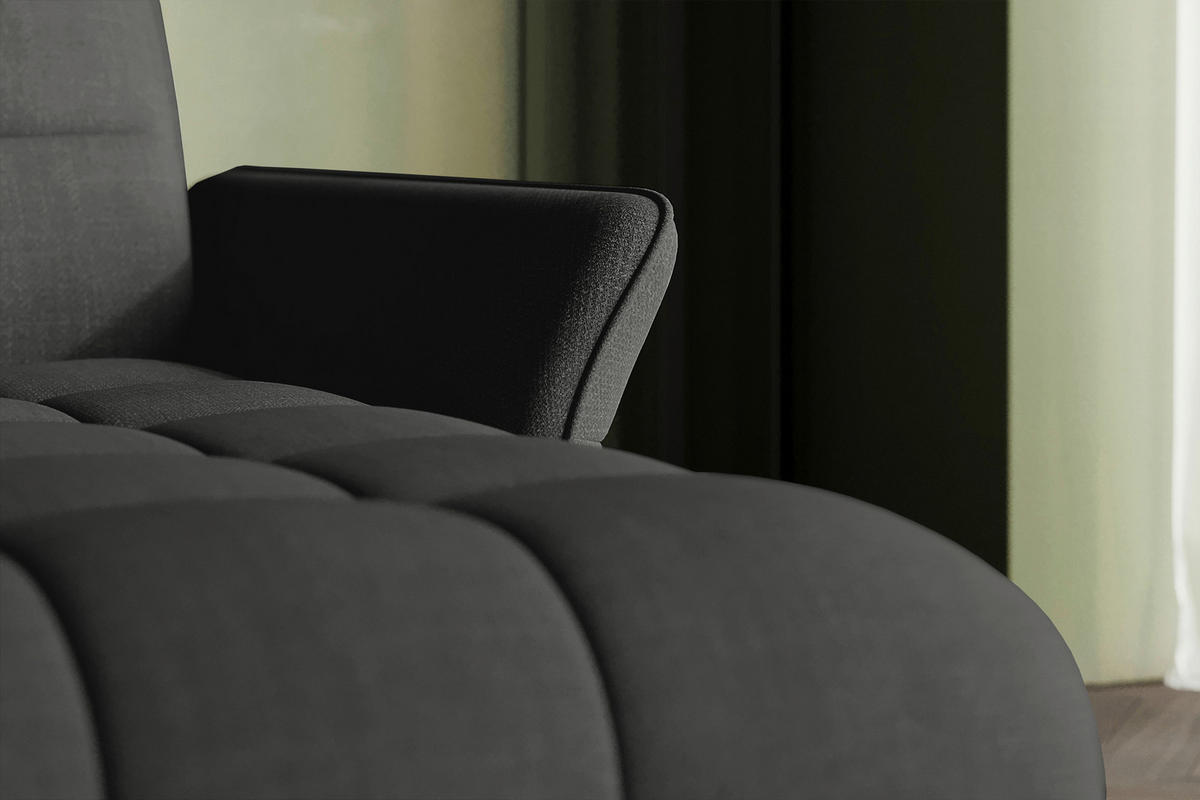 ECKSOFA Anthrazit Flachgewebe Rücken echt, Kopfteilverstellung, Sitztiefenverstellung  - Anthrazit/Schwarz, KONVENTIONELL, Textil/Metall (272/175cm) - Carryhome