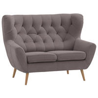 2-SITZER-SOFA in Mikrofaser Braun  - Eichefarben/Beige, Design, Holz/Holzwerkstoff (138/104/92cm) - Stylife
