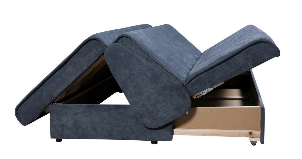 ZOFA S POSTELJNO FUNKCIJO,  modra tekstil  - modra/črna, Konvencionalno, tekstil (166/87/110cm) - Boxxx