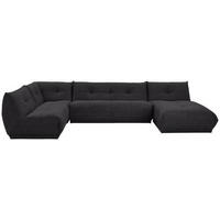 WOHNLANDSCHAFT in Lederlook Schwarz  - Schwarz, Trend, Textil (210/390/185cm) - Livetastic