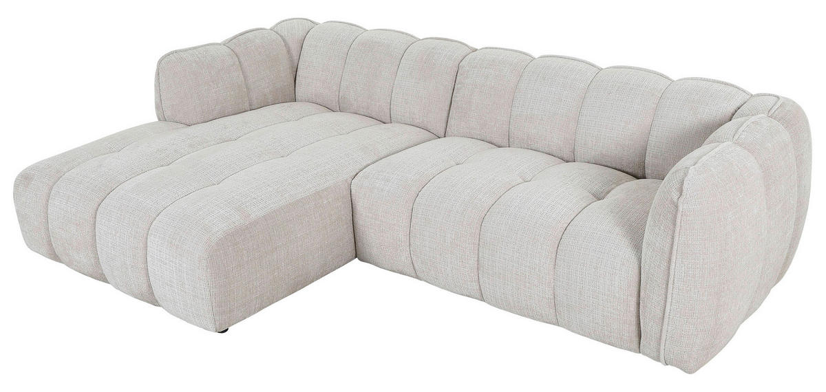 ECKSOFA in Chenille Creme  172/272 cm  - Creme/Schwarz, KONVENTIONELL, Kunststoff/Textil (172/272cm) - Carryhome