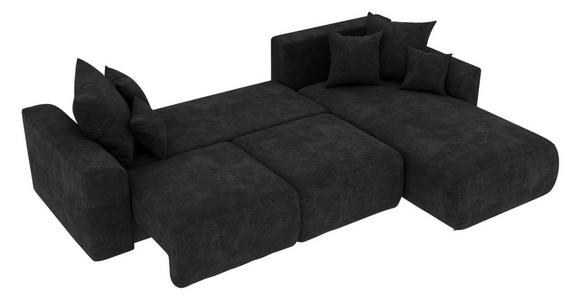 ECKSOFA in Samt Dunkelgrau  - Chromfarben/Dunkelgrau, KONVENTIONELL, Kunststoff/Textil (293/195cm) - Carryhome