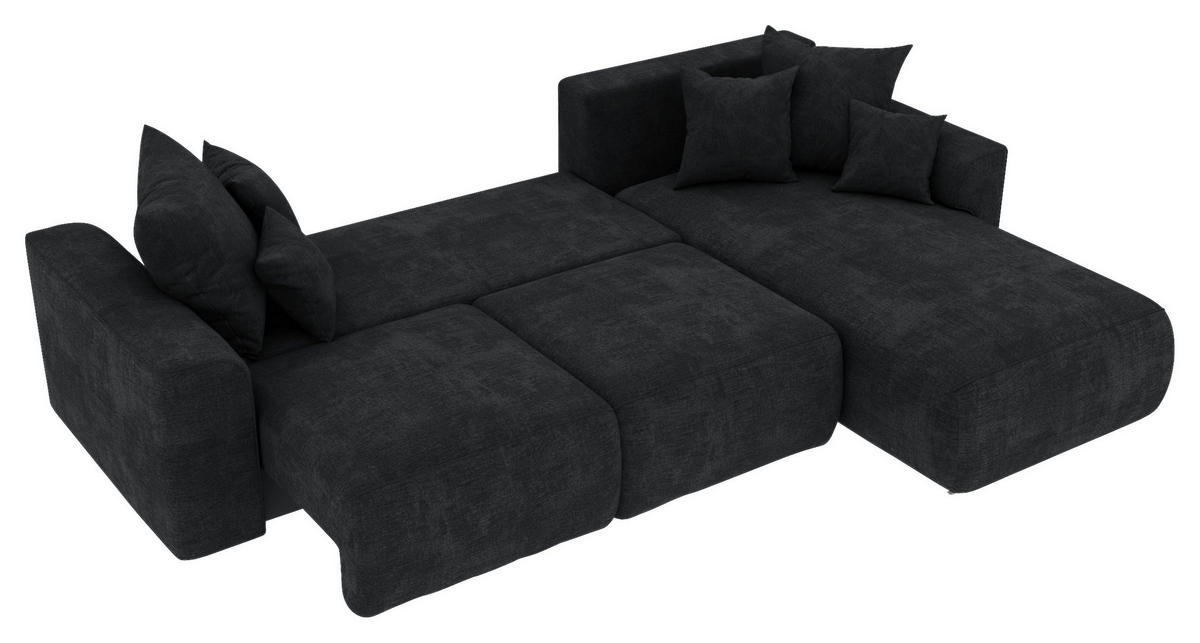 ECKSOFA Dunkelgrau Samt  - Chromfarben/Dunkelgrau, KONVENTIONELL, Kunststoff/Textil (293/195cm) - Carryhome